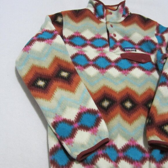 PATAGONIA Wmns XXS Timber Twist Aztec SYNCHILLA SNAP-T FLEECE PULLOVER Sweater - Picture 6 of 12